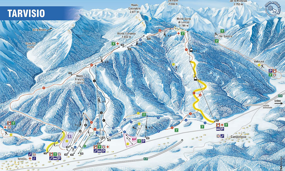 Skijanje Tarvisio - Mapa skijališta